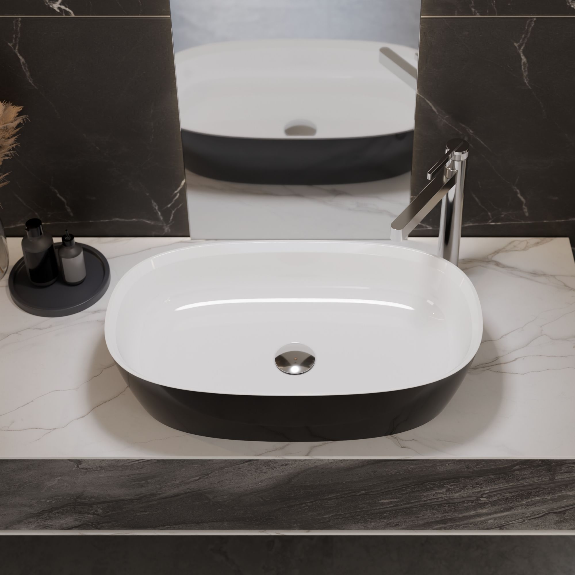 Umywalka LINA WIDE aranżacja biały korek